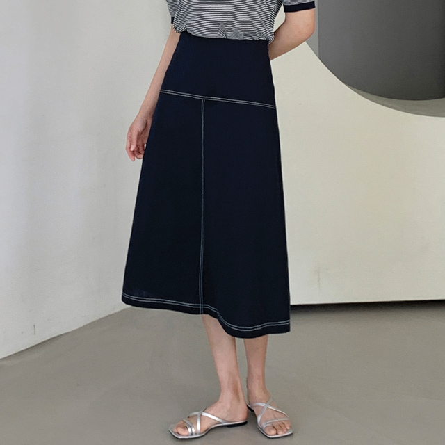 (SK-4451) Stitch Point Back Banding Skirt