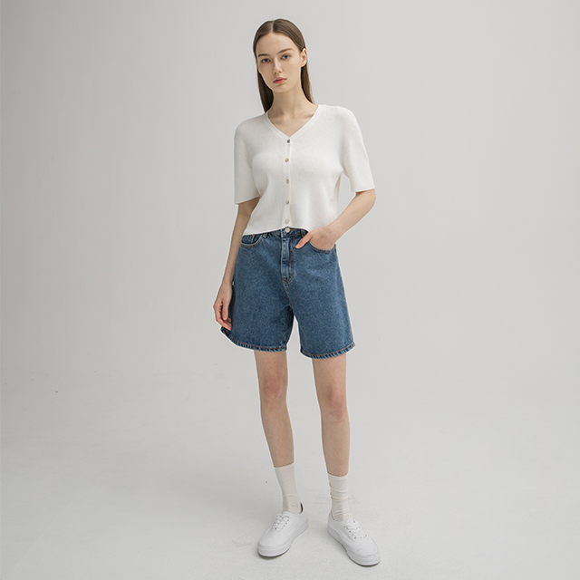 (PT-5024) High Waist 4-part Denim Pants