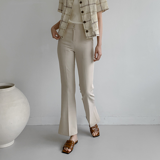 (PT-4794)N Signature PT006 Cool Span Slit Bootcut Pants