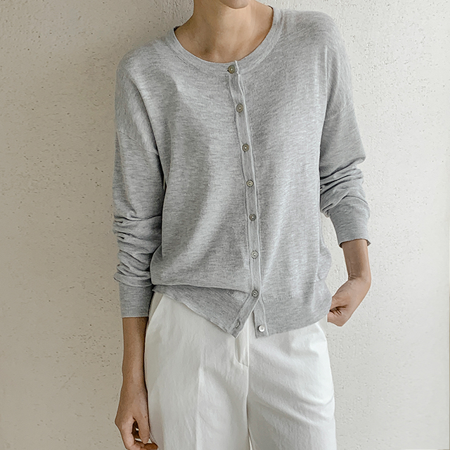 (CD-1831)N Signature CD004-Basic Round Knit Cardigan