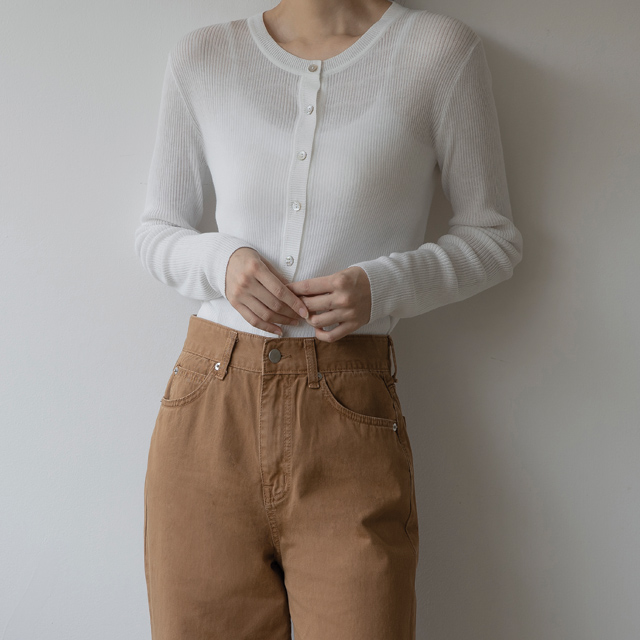 (CD-1830)N Signature CD003-Basic Golji Round Knit Cardigan