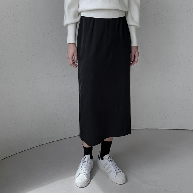 (SK-4369) Banding satin H-skirt