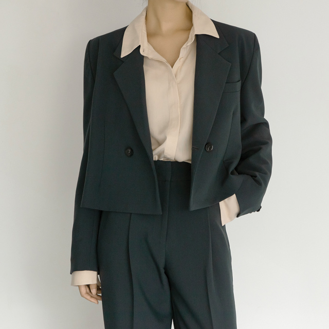 (JK-2502) Trendy Set-up Crop Double Jacket