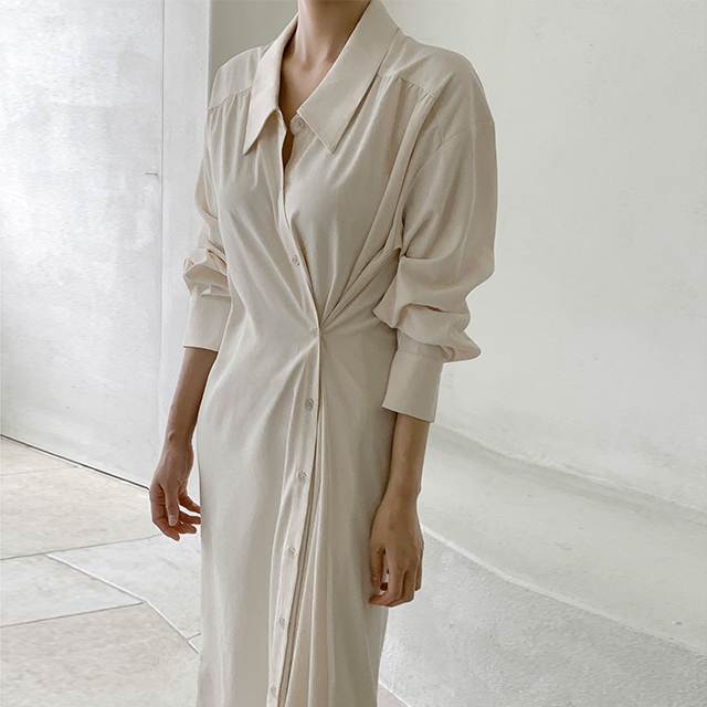 (OP-5650) Minimal Maxi Shirt Dress