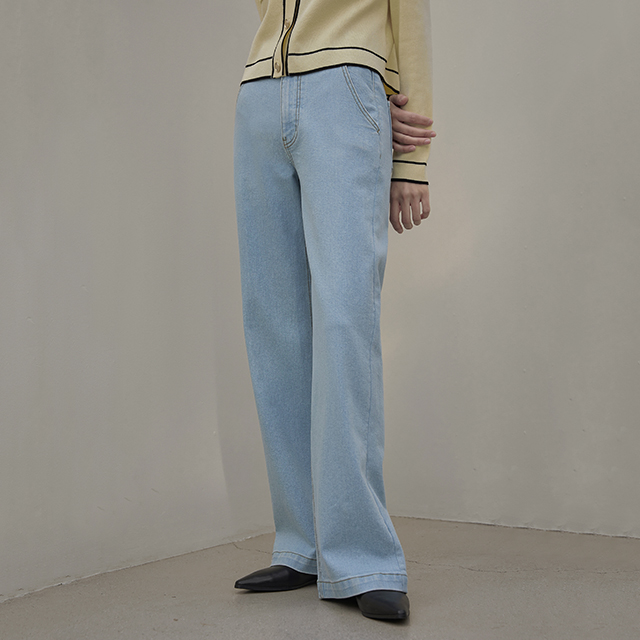 (PT-4773) Daily Back Slit Denim Pants