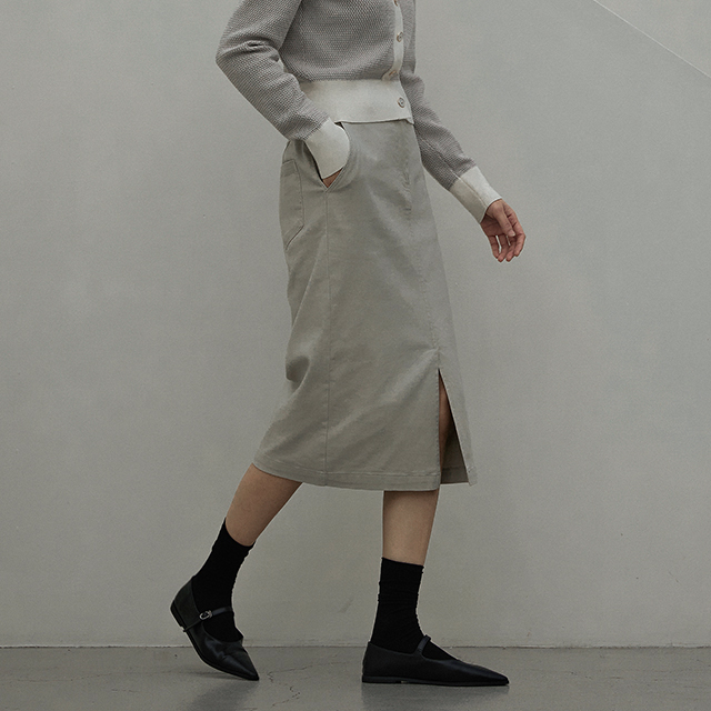 (SK-4447) Daily Banding Slit Skirt