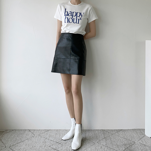 (SK-4370) Eco Leather Set-up Mini Skirt