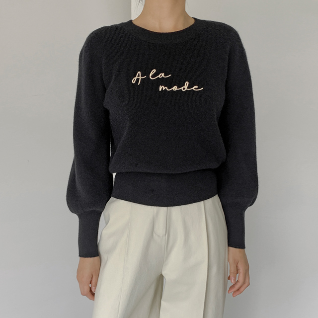 (T-6022)Volume sleeve lamode knit