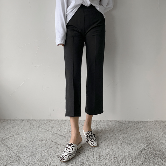 (PT-5011)Elastic Semi Bootcut Banding Pants