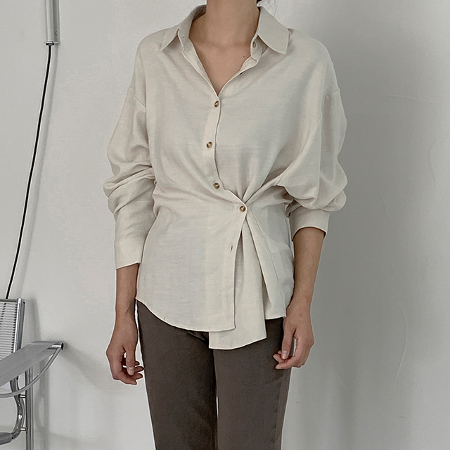 (BL-3938)Loose Texture Shirt Blouse