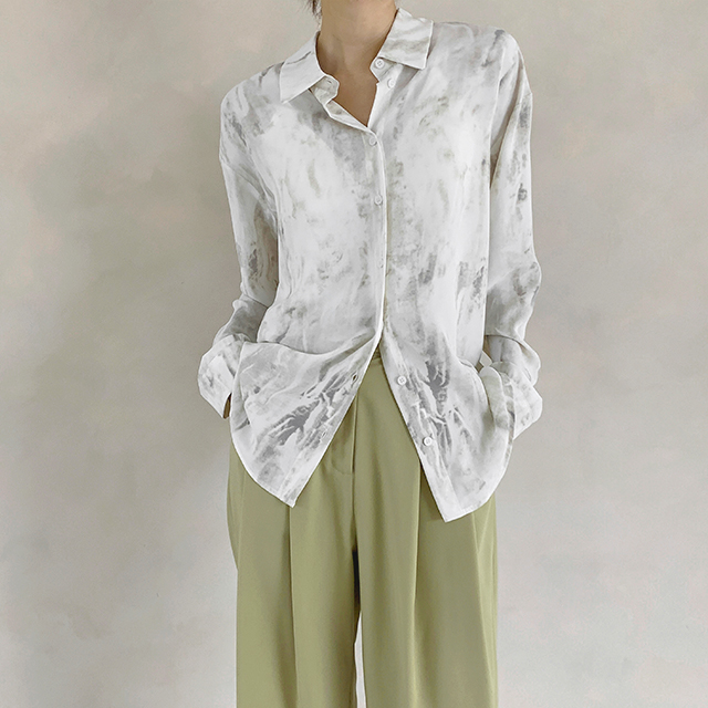 (BL-3922) Overfit marble blouse