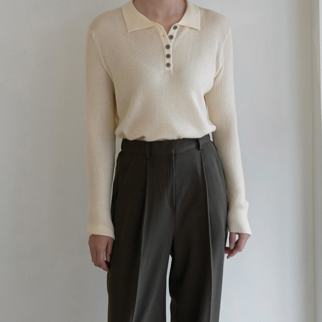 (T-6230) Modern Button Collar Knit