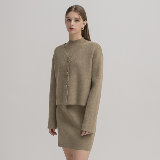 (OP-5655) Set-up hairy half-neck knit one-piece