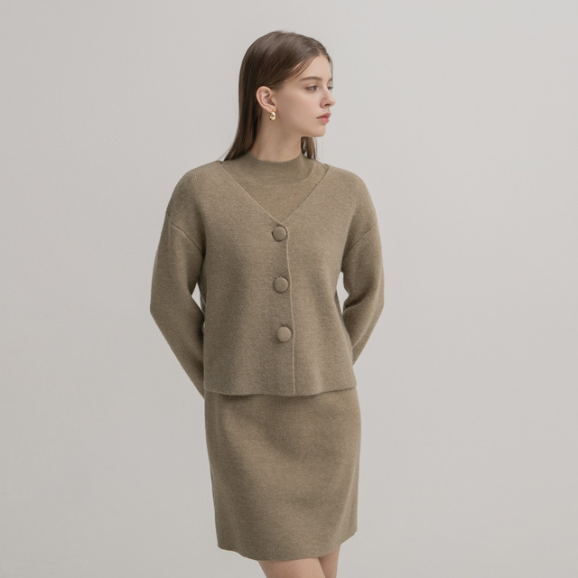 (CD-1766)Setup Hairy V-neck Knit Cardigan