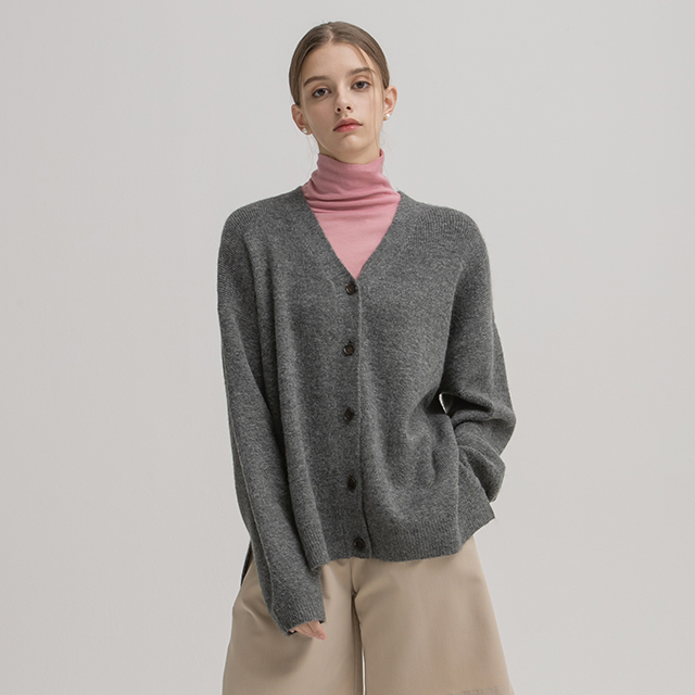 (CD-1765) Overfit Side Slit Knit Cardigan