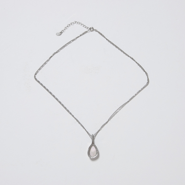 (N-822)Silver Gemstone Layered Necklace