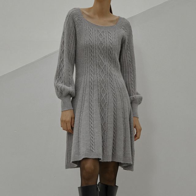 (OP-5665) Square neck cable knit one-piece