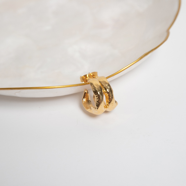 (E-1548)Crumbled Hoop Earrings