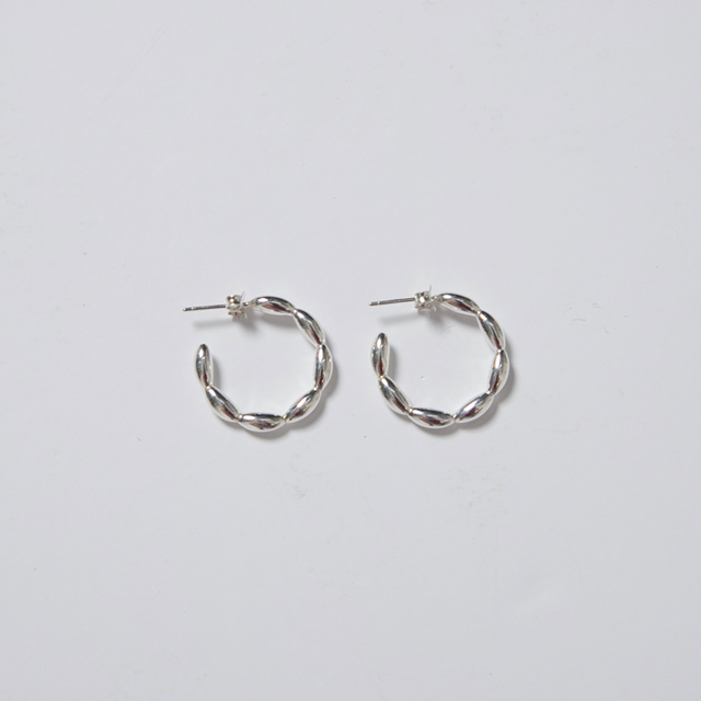 (E-1545)Silver Volume Round Ring Earrings