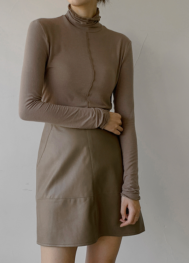 (SK-4370) Eco Leather Set-up Mini Skirt Korea