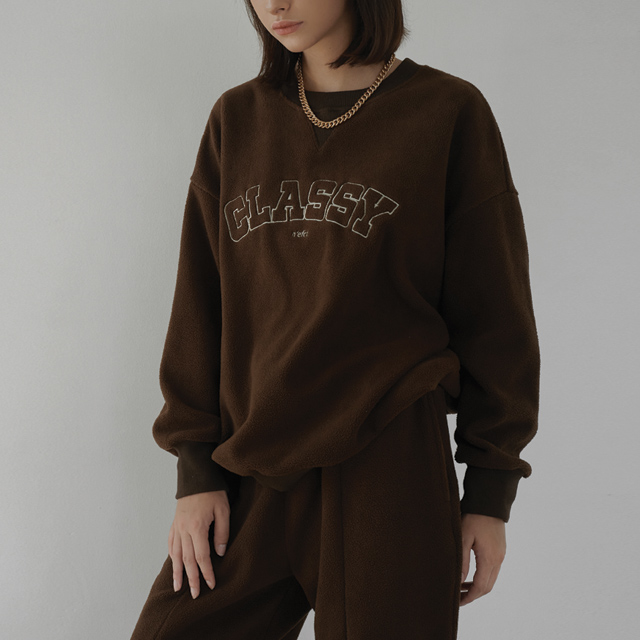 (T-6217) Eneffect Clash Buckle Man to Man Warm Brown