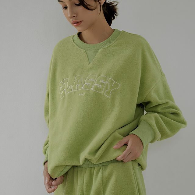 (T-6216)Eneffect Clash Buckle Man to Man Macaron Green