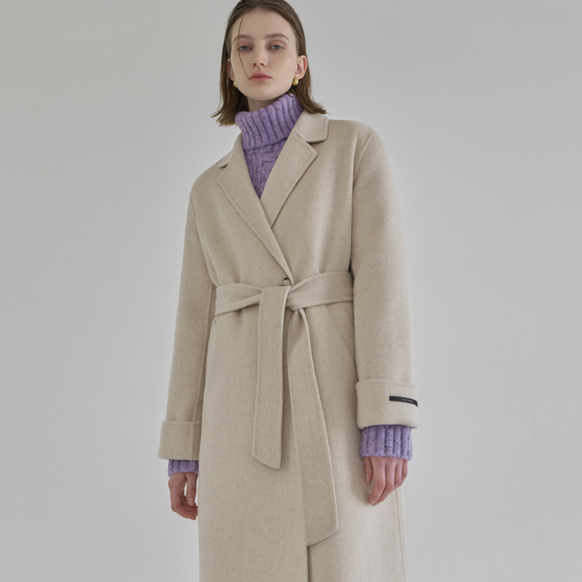 (CT-1365) Wool Handmade Roll-up Sleeve Coat S