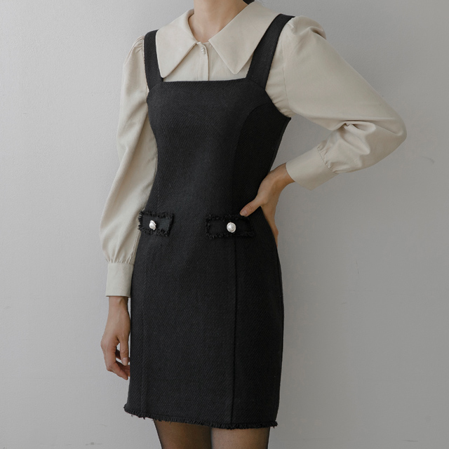 (OP-5787)Wool Solid Set-up Tweed One-Piece