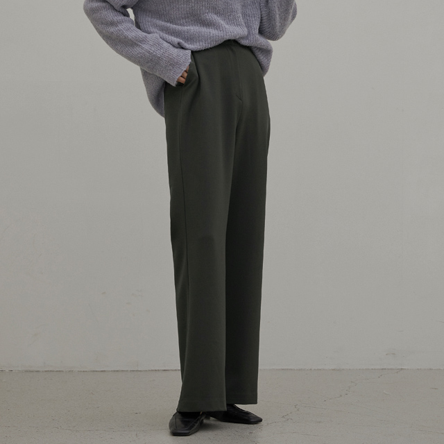(PT-5147) Wool Semi Bootcut Slacks Pants