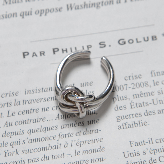 (R-391)Silver Noted Open Ring