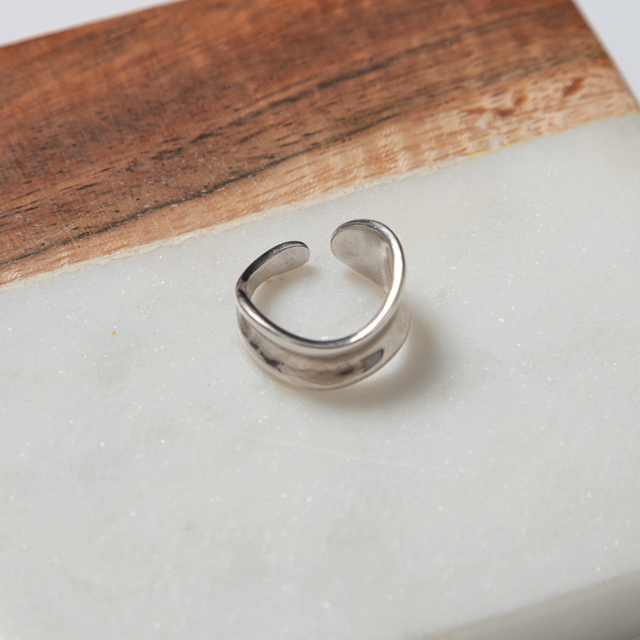 (R-390)Silver Curved Open Ring
