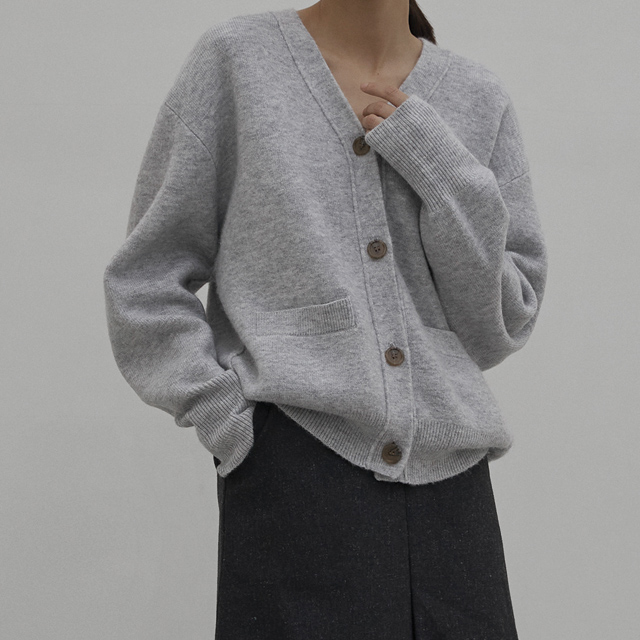 (CD-1840)Hairy V-neck Knit Cardigan