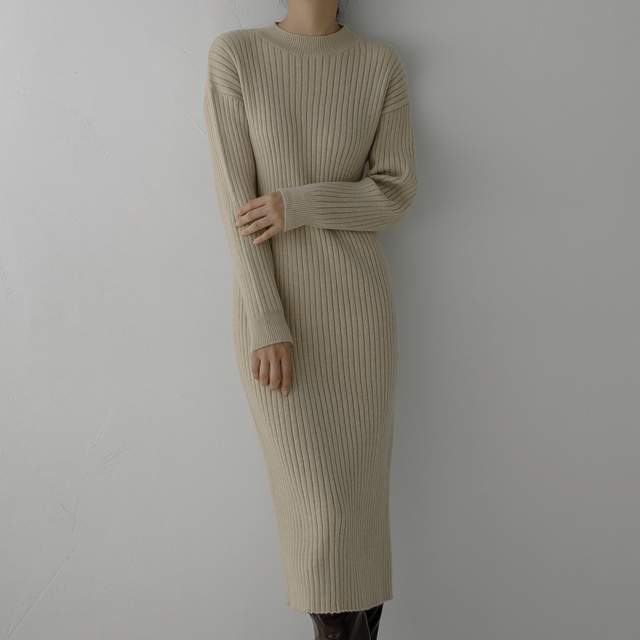 (OP-5794) Half-neck bone knit one-piece