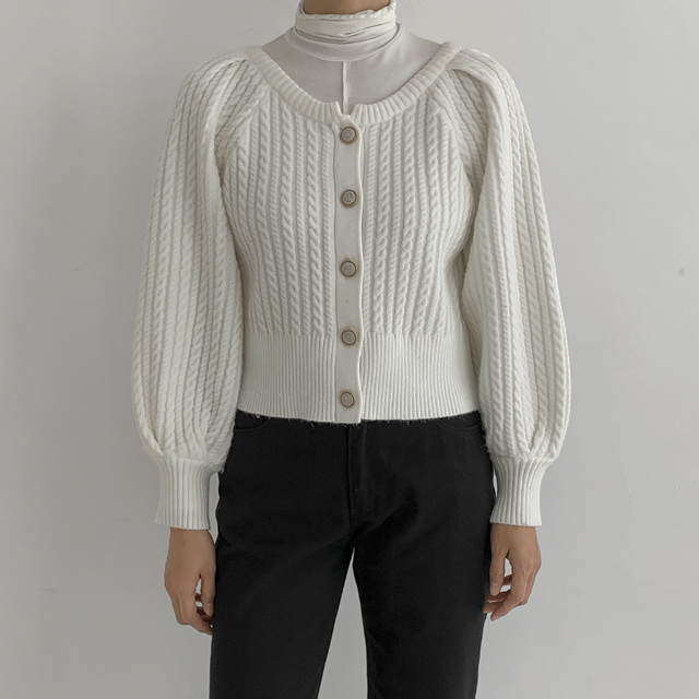 (CD-1876) Bishop Cable Knit Cardigan