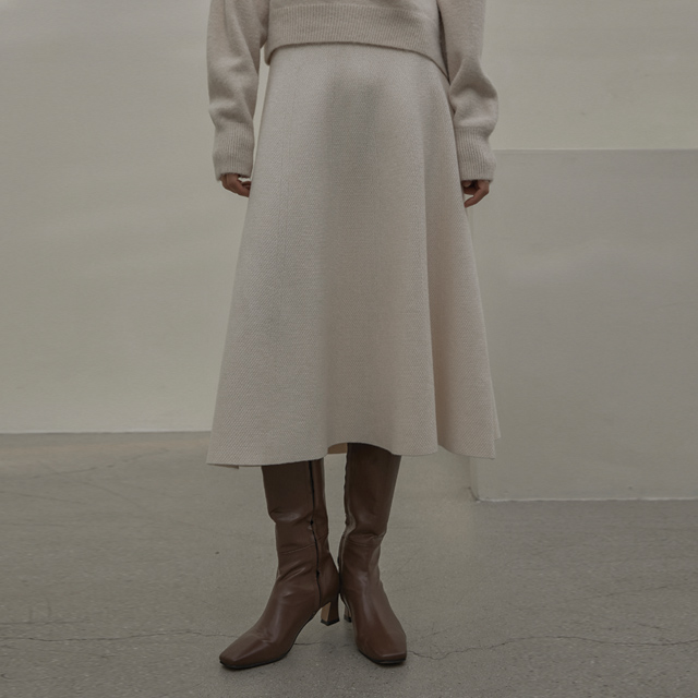 (SK-4544)Line full banding knit skirt