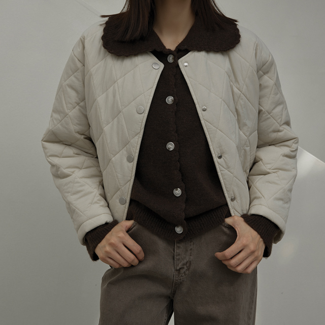 (JP-470) Quilted No Collar Crop Padding