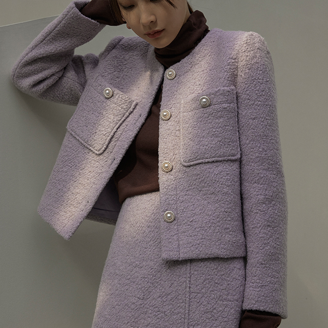 (JK-2582) Wool Buckle Clean Set-up Jacket