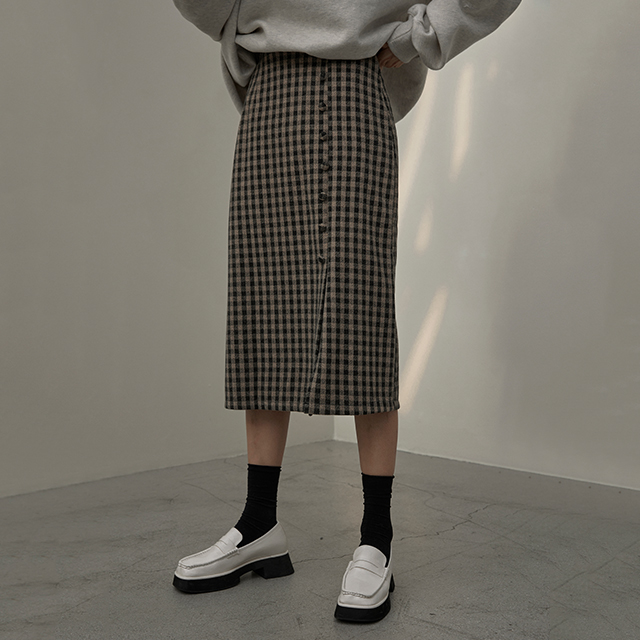 (SK-4550) Side Button Point Check Skirt