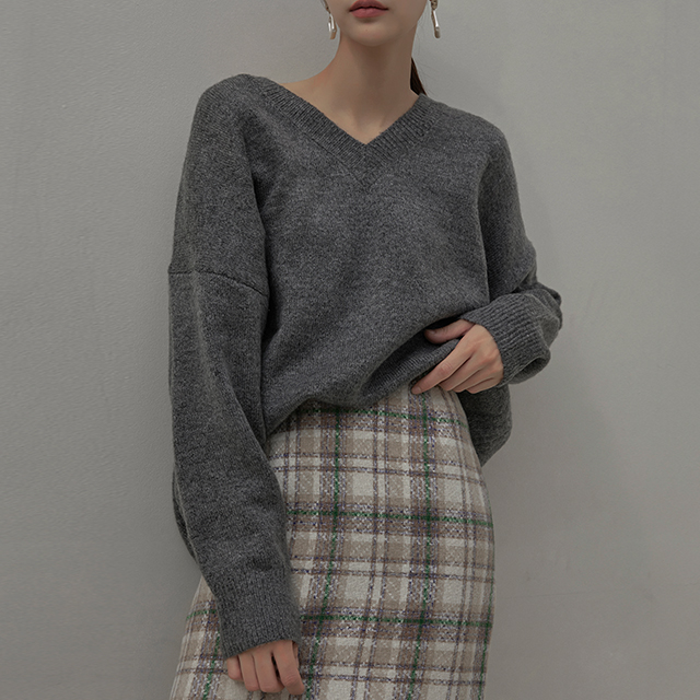 (NT-6357) Overfit V-neck soft knit