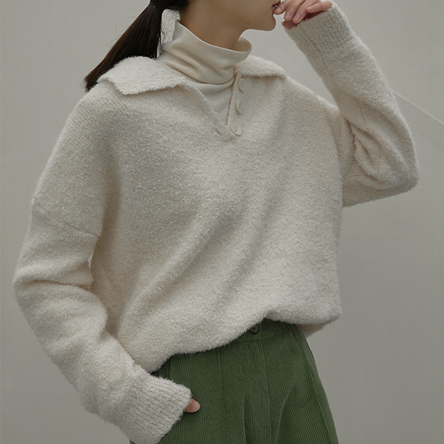 (T-6310)Loose Buckle Collar Knit