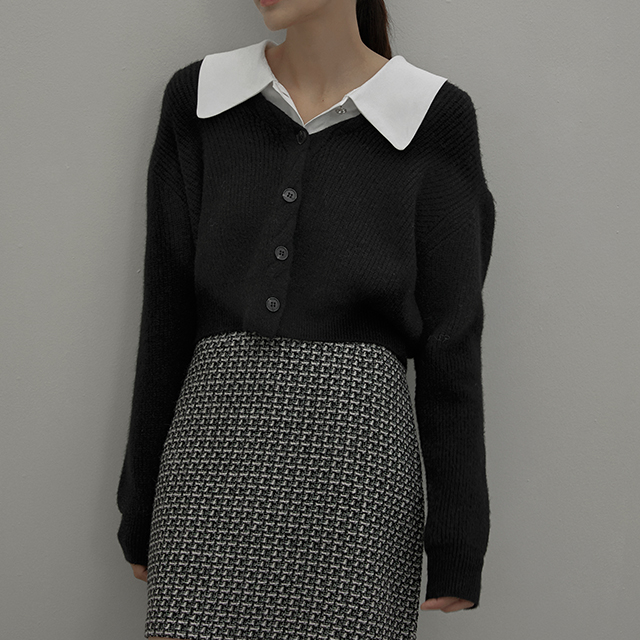 (CD-1887) Wool Cable Line Point Knit Cardigan