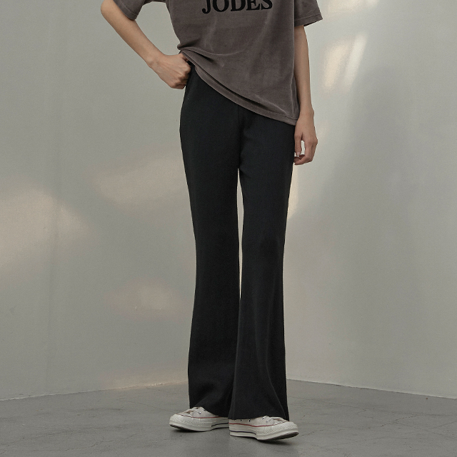 (PT-5142)Slim bootcut banding knit pants