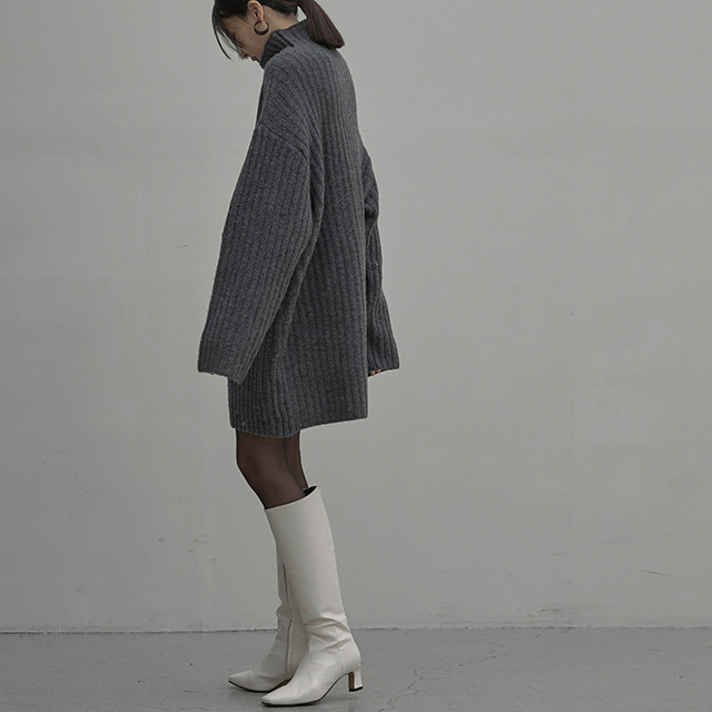 (OP-5877)Loose turtleneck mini knit one-piece