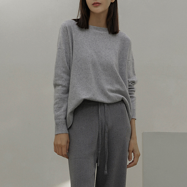 (T-6317)Angora Solid Boat Neck Knit