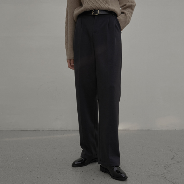 (PT-5156)Warm Touch Pin Tuck Straight Back Banding Pants