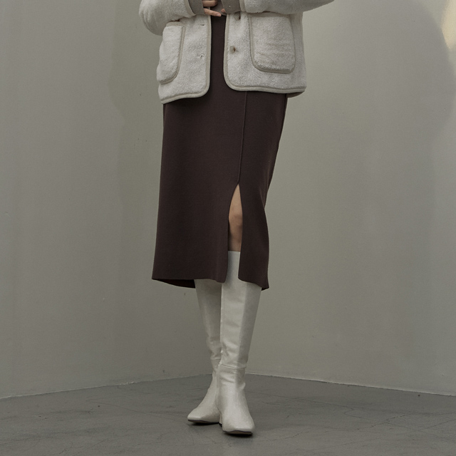 (SK-4572) Slim Slit Banding Knit Skirt