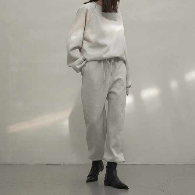 (N-OP-5886) Fleece Man-to-Man Jogger Pants Set S