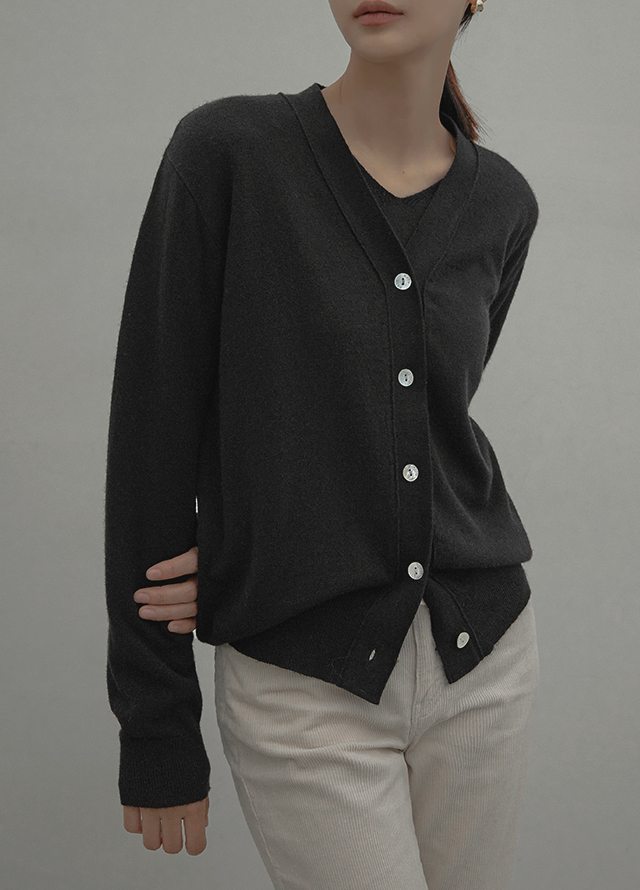 (T-6338) Cashmere Basic V-Neck Knit Korea