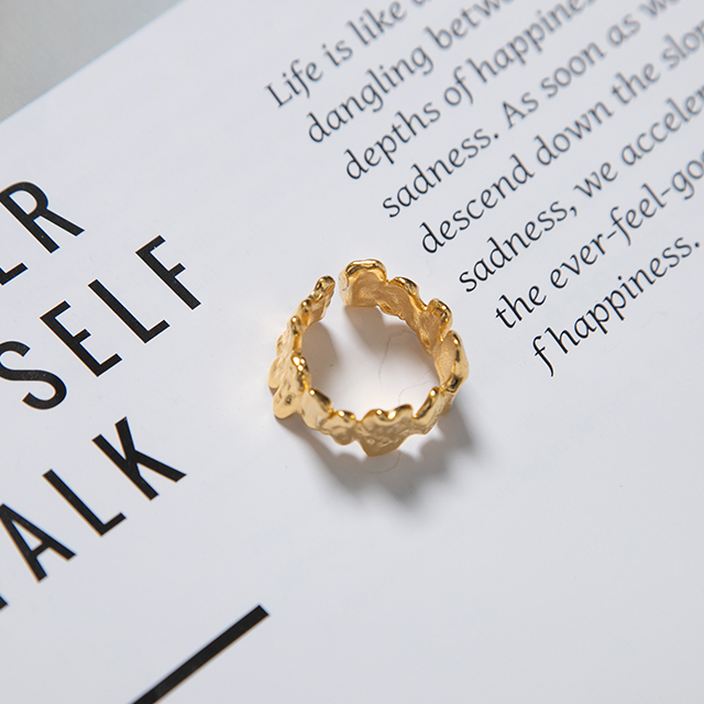 (R-394)Silver Rough Join Open Ring