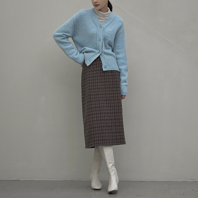 (SK-4587)Fog Check Back Banding Skirt